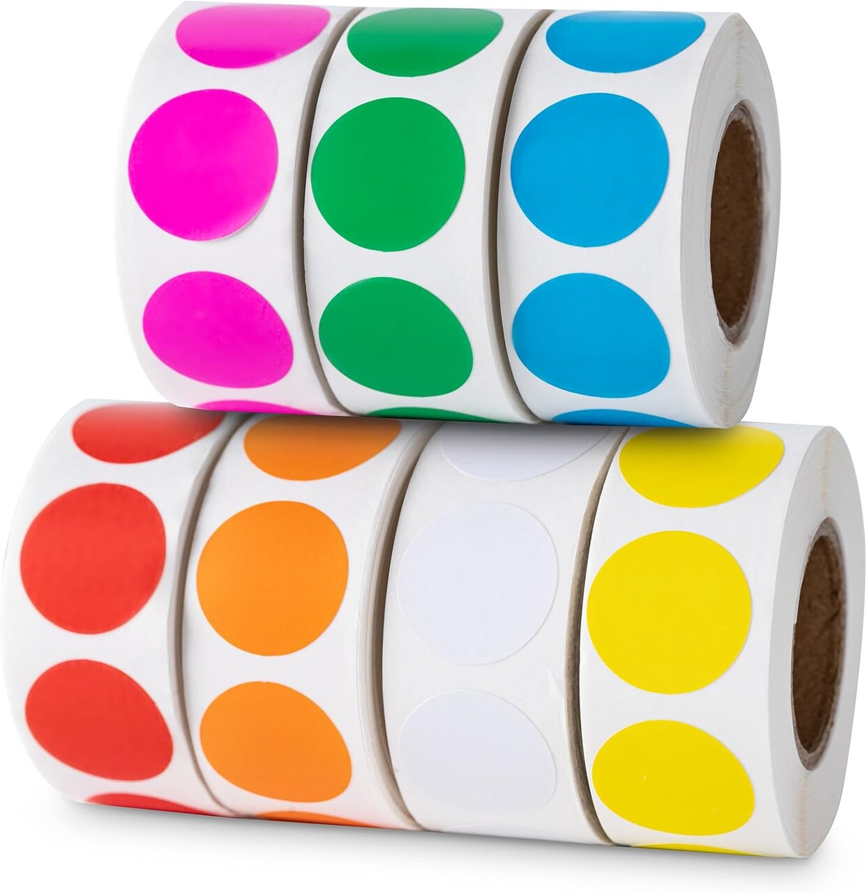 3500 Pcs Colored Dot Stickers, 3/4" Label Sticker Round Color(Etc - 7 Colors, 500 Labels/Roll)